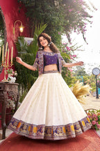 Designer Vichitra Fabric Heavy Embroidery Lehenga Choli & Koti Set
