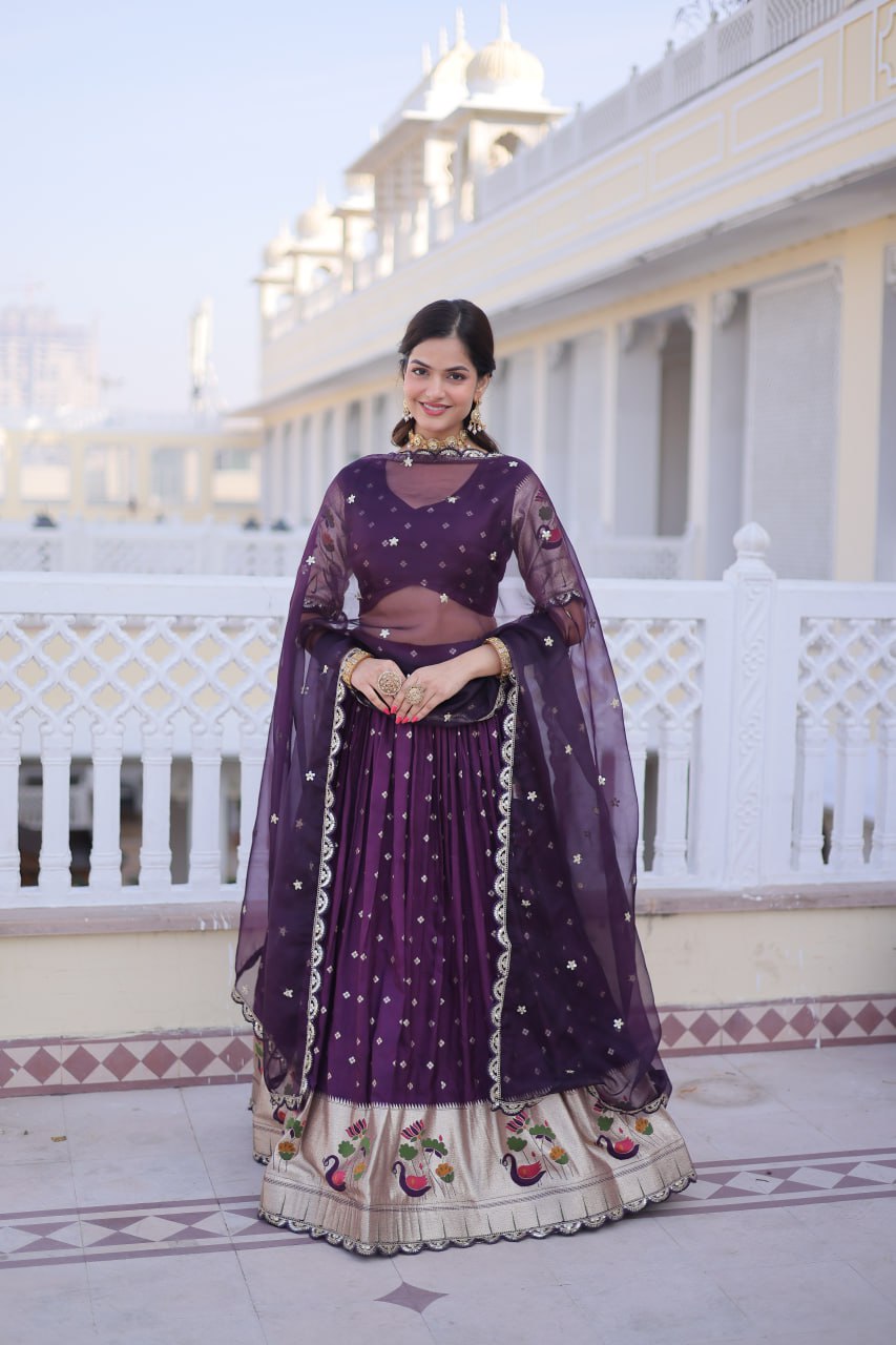 Elegant Dola Silk Meena Work Lehenga Choli Set With Dupatta
