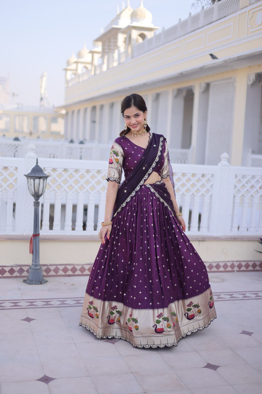 Elegant Dola Silk Meena Work Lehenga Choli Set With Dupatta