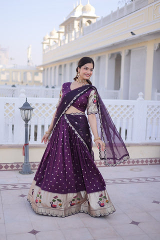 Elegant Dola Silk Meena Work Lehenga Choli Set With Dupatta