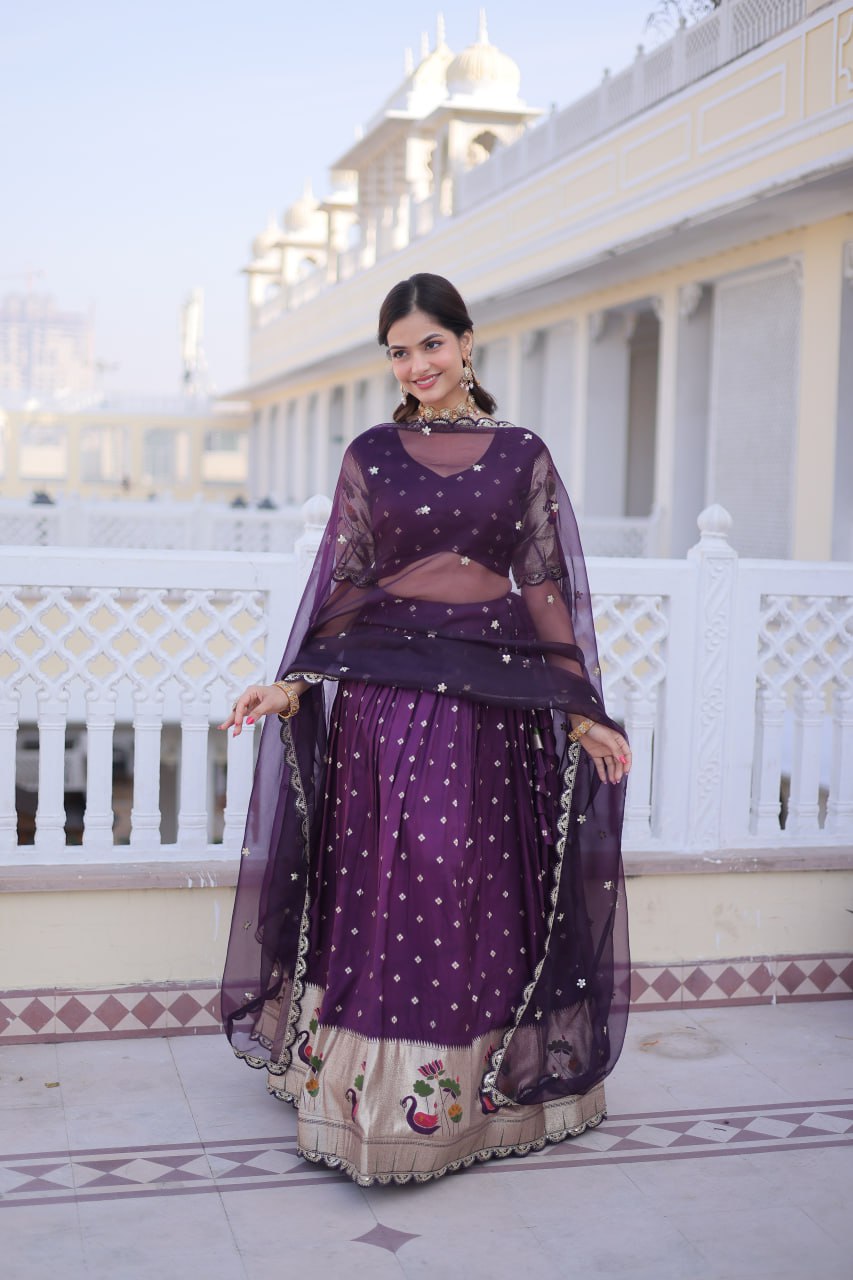 Elegant Dola Silk Meena Work Lehenga Choli Set With Dupatta