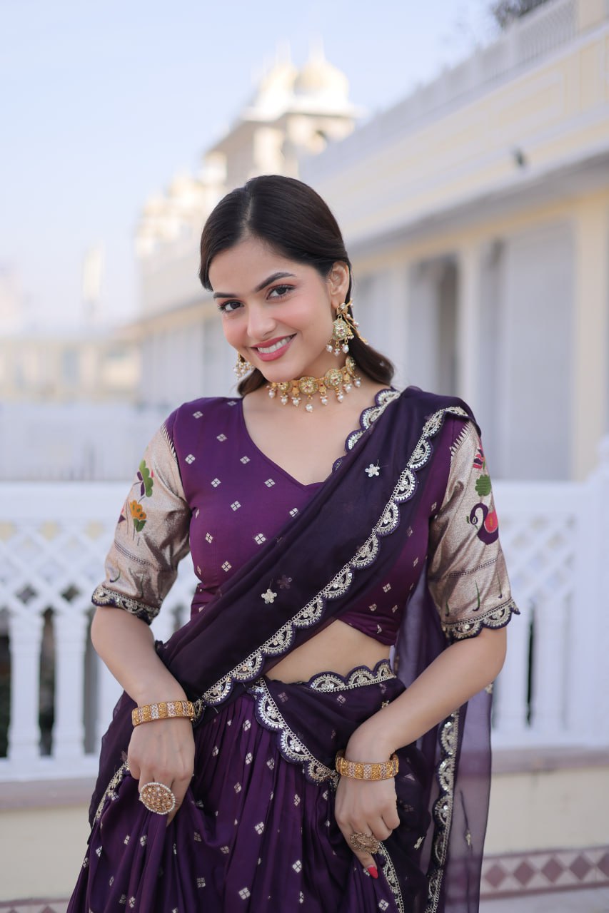 Elegant Dola Silk Meena Work Lehenga Choli Set With Dupatta