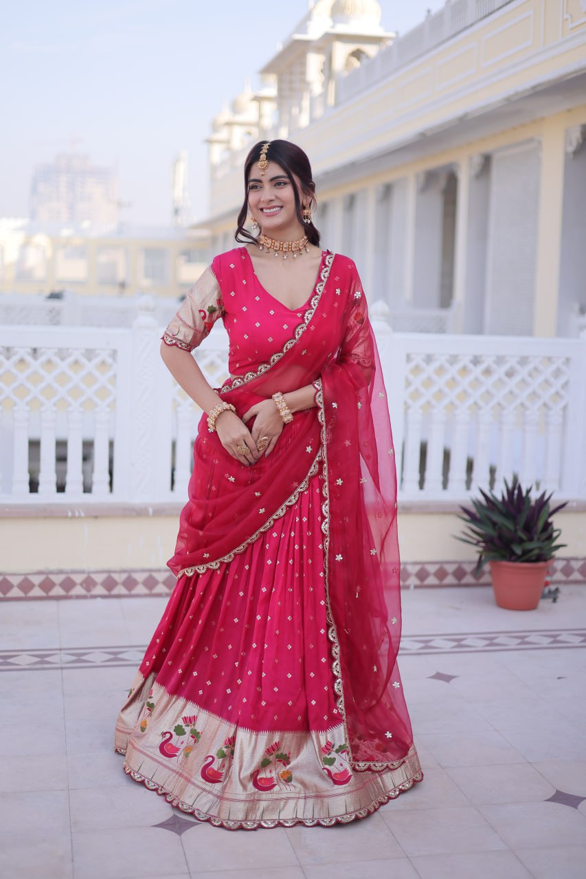 Elegant Dola Silk Meena Work Lehenga Choli Set With Dupatta