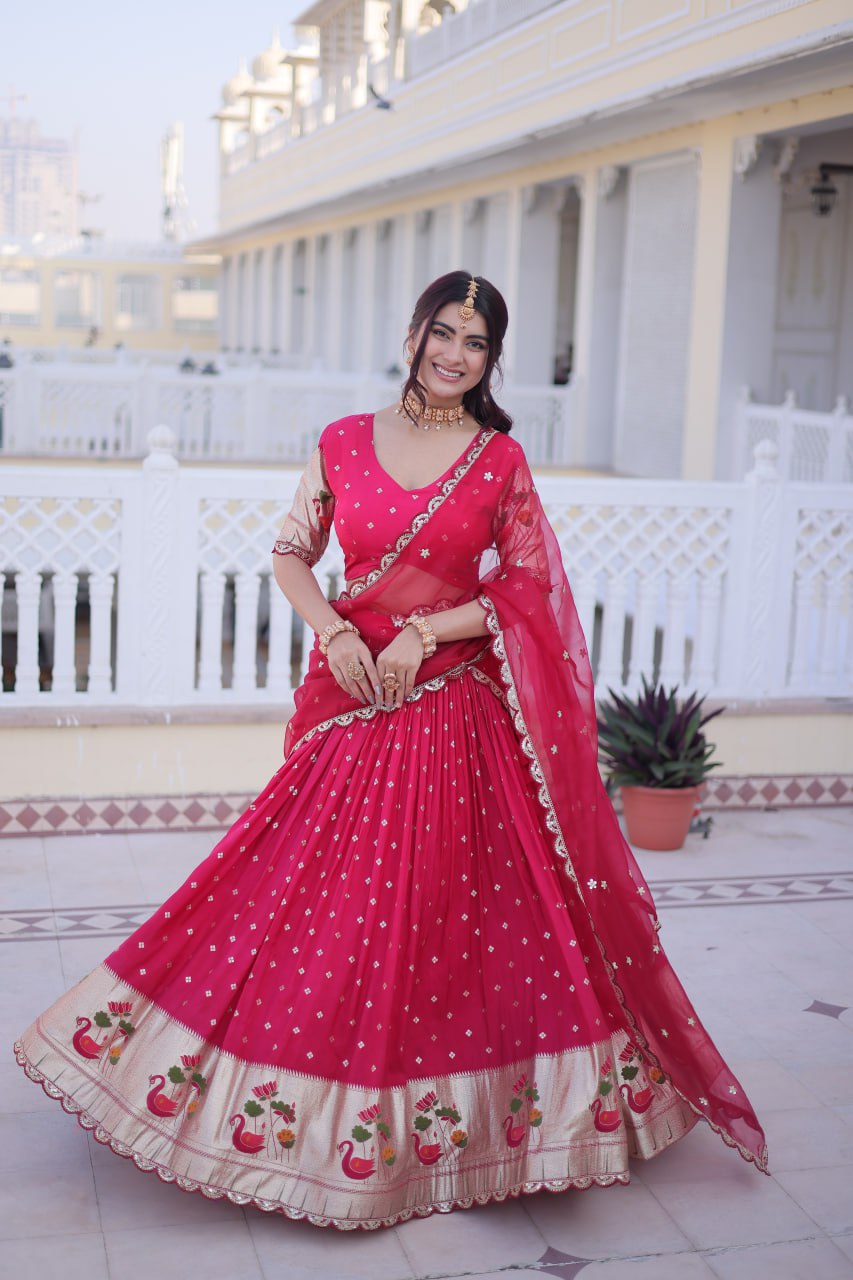 Elegant Dola Silk Meena Work Lehenga Choli Set With Dupatta
