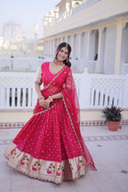 Elegant Dola Silk Meena Work Lehenga Choli Set With Dupatta