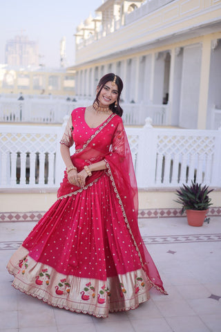 Elegant Dola Silk Meena Work Lehenga Choli Set With Dupatta