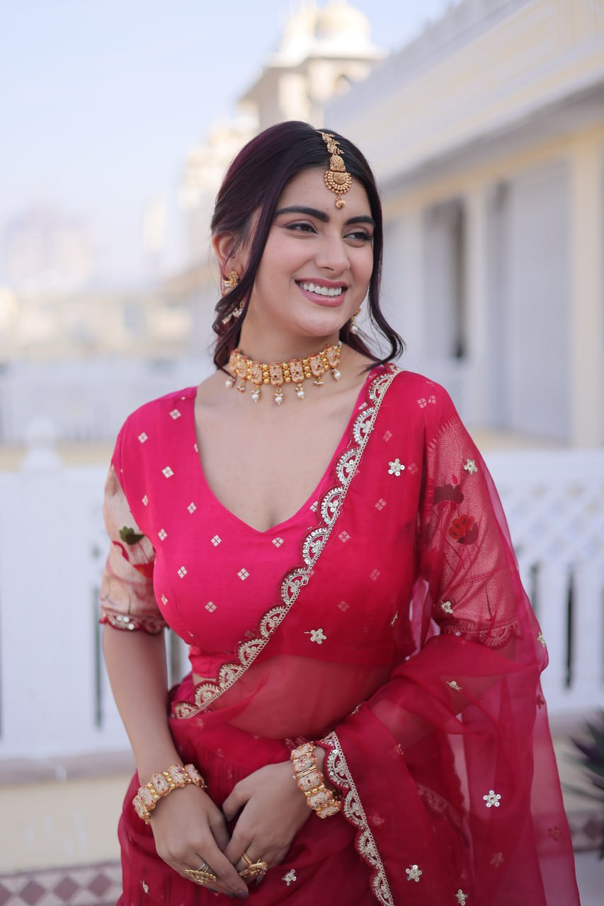 Elegant Dola Silk Meena Work Lehenga Choli Set With Dupatta