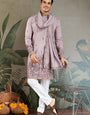 Traditional Dusty Pink Embroidered Kurta Dupatta with Pajama