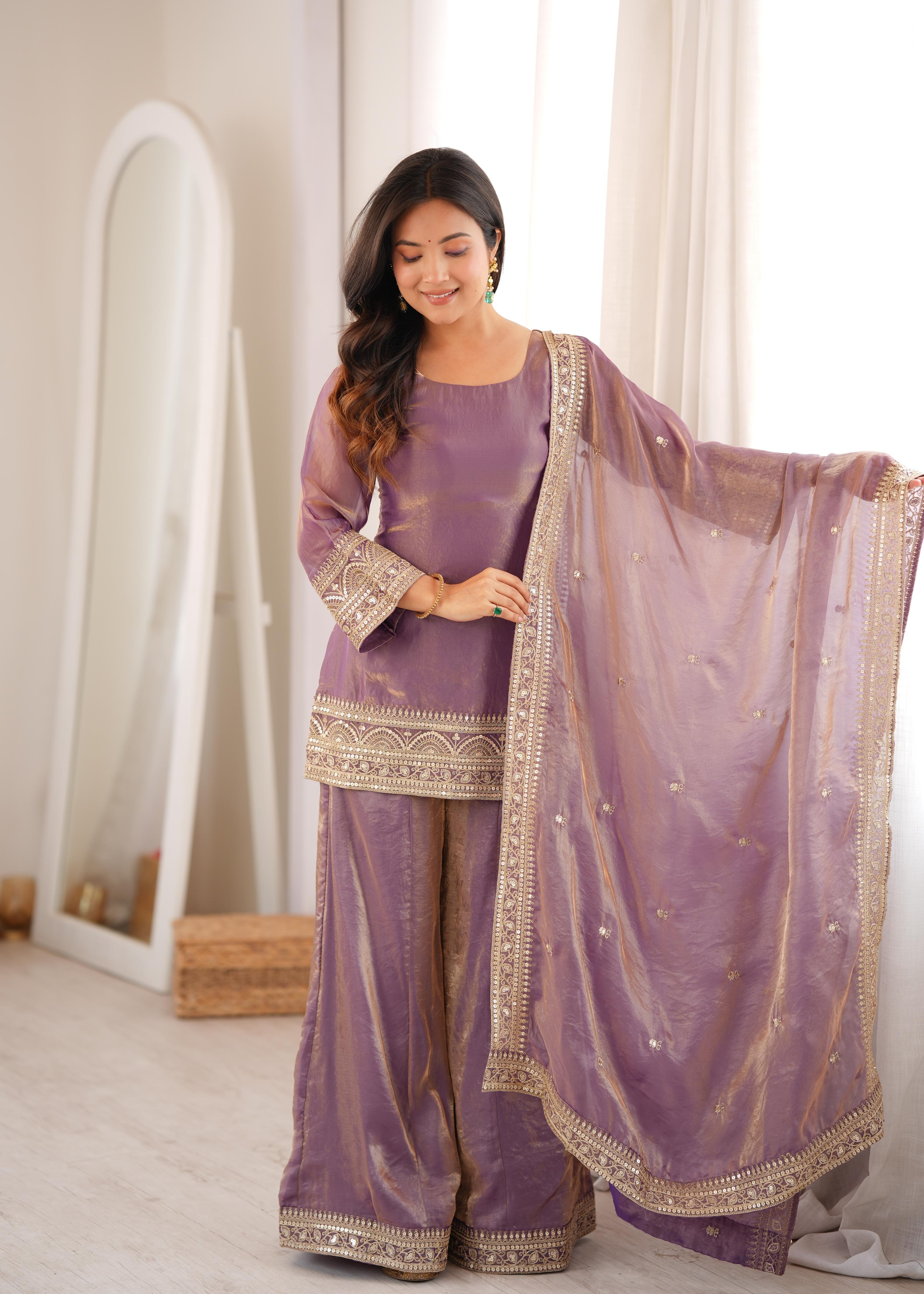 Dusty Pink Frendy Silk Embroidered Occasion Wear Suit Set
