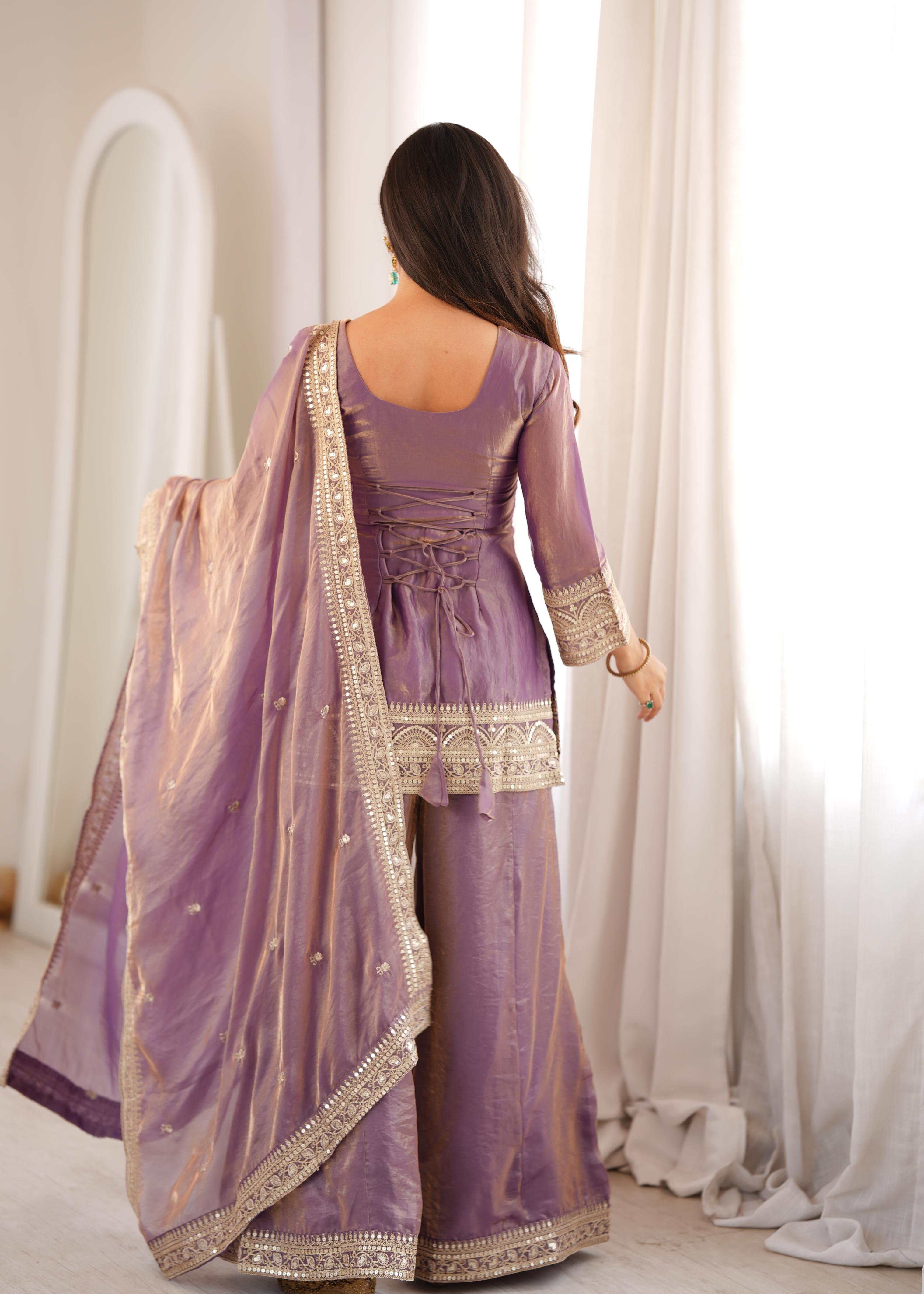 Dusty Pink Frendy Silk Embroidered Occasion Wear Suit Set
