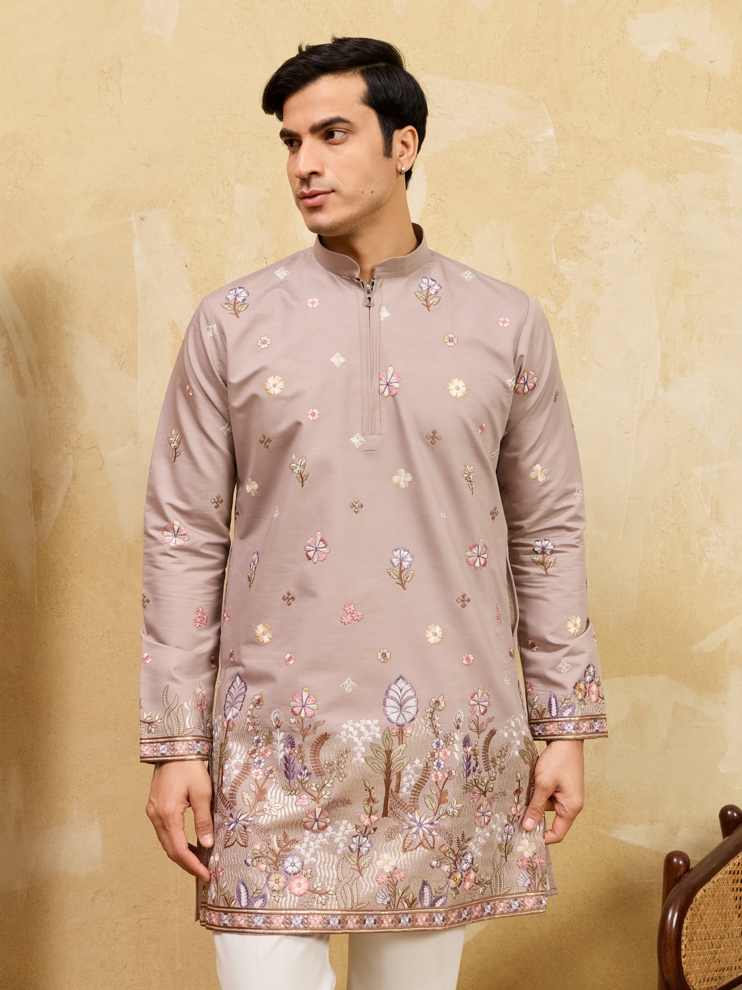 Classic Dusty Lavender Kurta Set Perfect for Wedding Wear