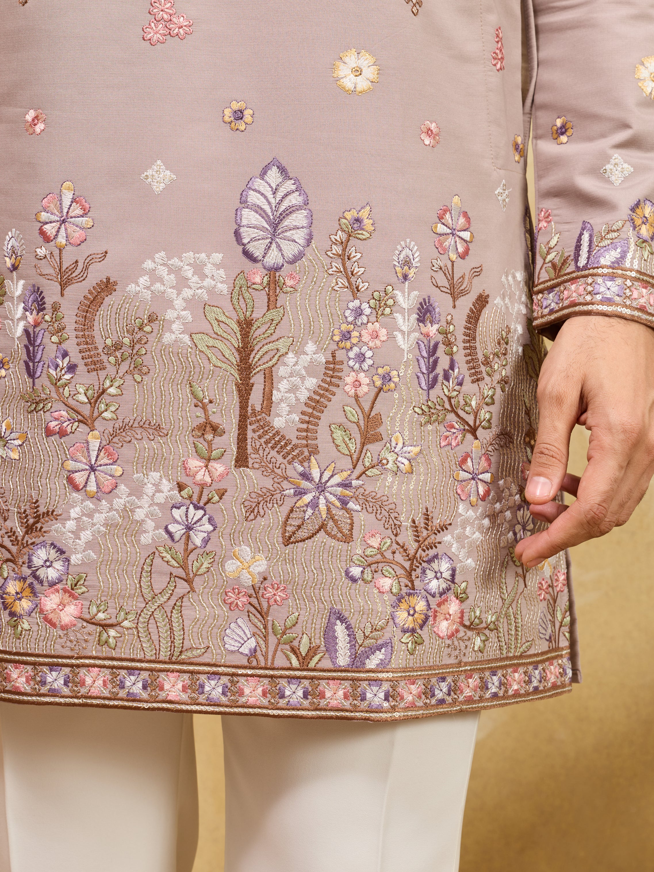 Classic Dusty Lavender Kurta Set Perfect for Wedding Wear