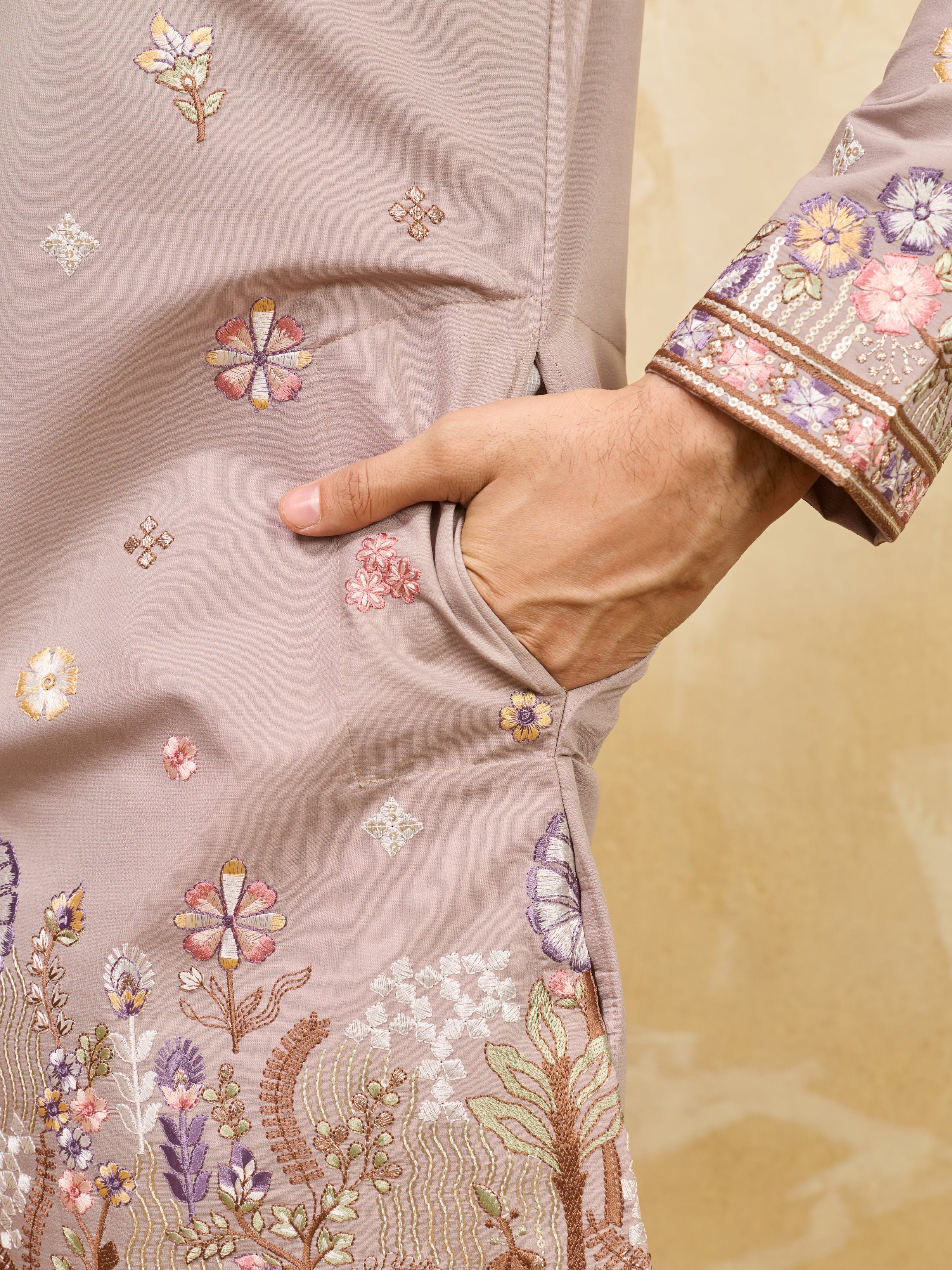 Classic Dusty Lavender Kurta Set Perfect for Wedding Wear