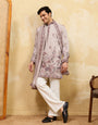 Royal Dusty Lavender Viscose Silk Embroidered Kurta with Dupatta