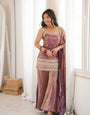 Royal Dusty Pink Frendy Silk Fancy Dori Pattern Kurta with Dupatta and Pant