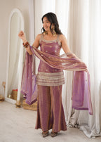 Royal Dusty Pink Frendy Silk Fancy Dori Pattern Kurta with Dupatta and Pant
