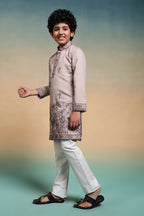 Dusty Purple Thread Sequence Work Kurta Set For Kids