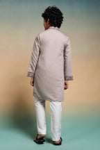 Dusty Purple Thread Sequence Work Kurta Set For Kids