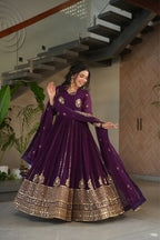 Elegance Rich Sequins Embroidered Work Designer Wedding Gown