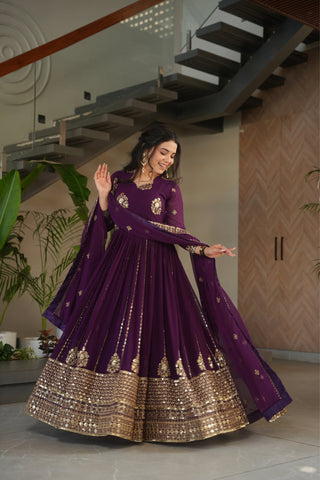 Elegance Rich Sequins Embroidered Work Designer Wedding Gown