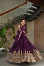 Elegance Rich Sequins Embroidered Work Designer Wedding Gown