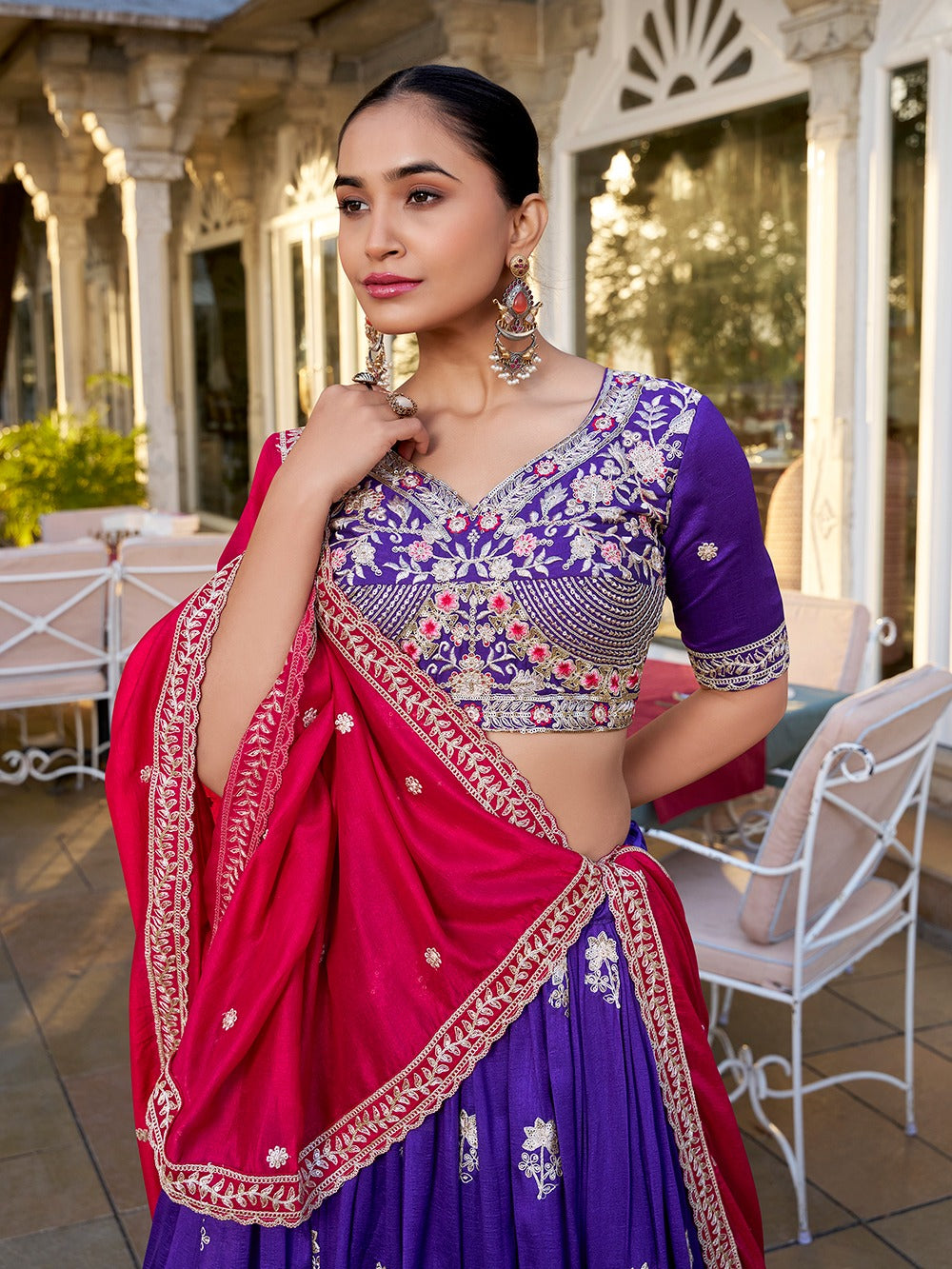 Classic Elegance in Vichitra Silk Lehenga Choli Set With Dupatta