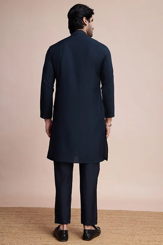 Designer Navy Men's Silk Kurta for Special Events