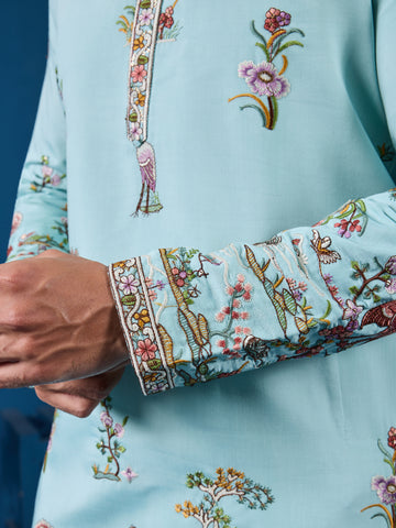 Wedding Celebration Elegant Sky Kurta for Mens Wear