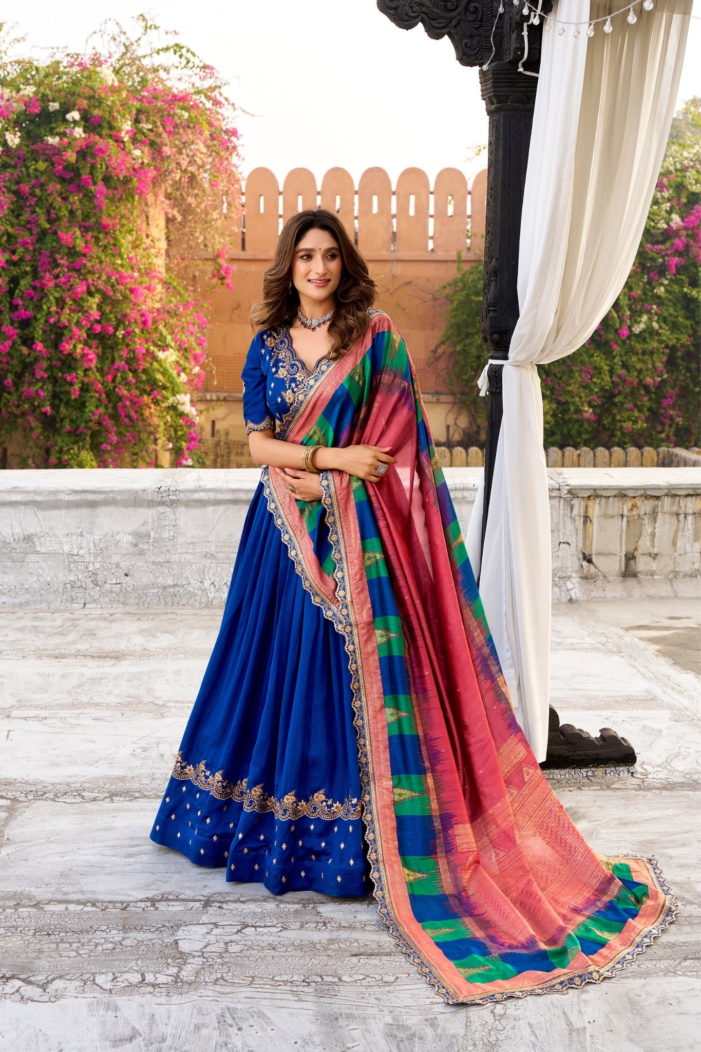 Elegant Vichitra Silk Embroidery Lehenga Choli