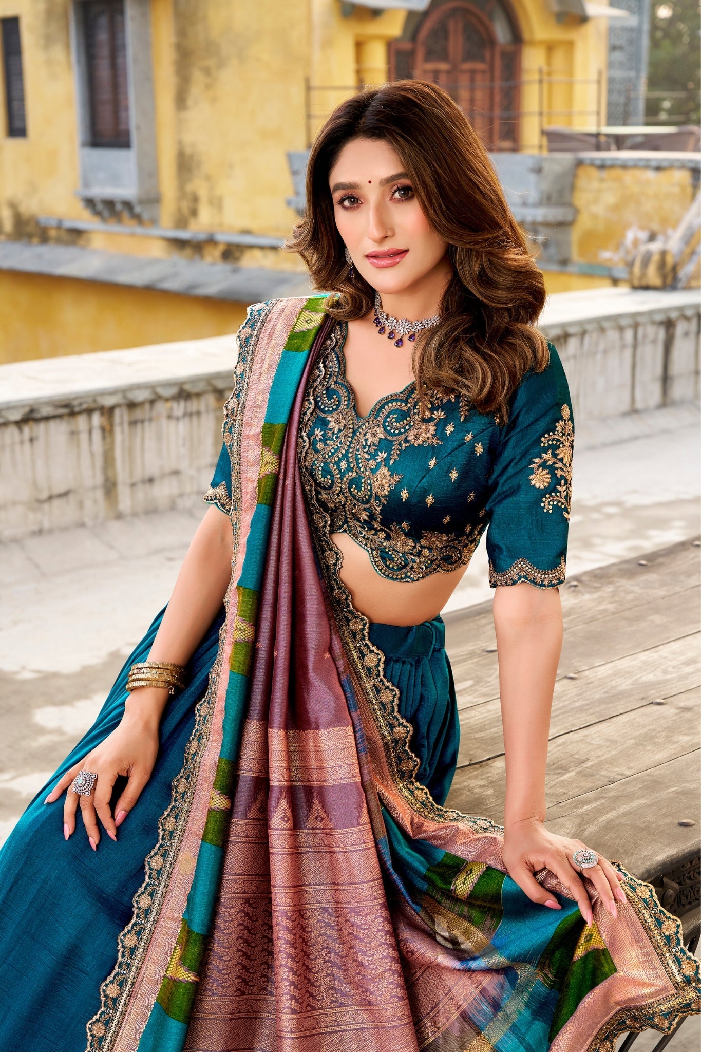 Elegant Vichitra Silk Embroidery Lehenga Choli