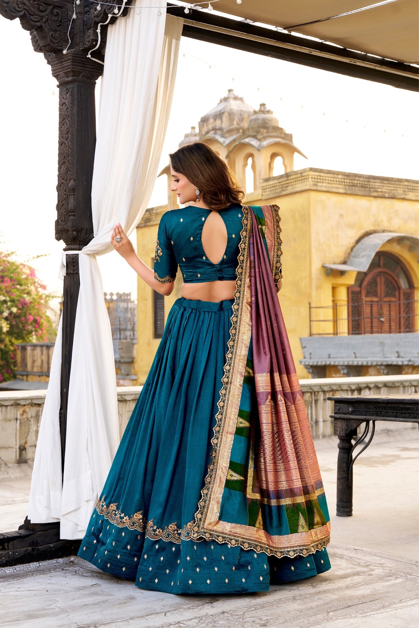 Elegant Vichitra Silk Embroidery Lehenga Choli