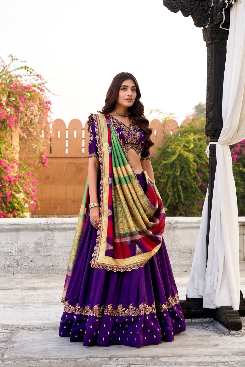 Elegant Vichitra Silk Embroidery Lehenga Choli