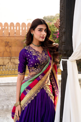 Elegant Vichitra Silk Embroidery Lehenga Choli