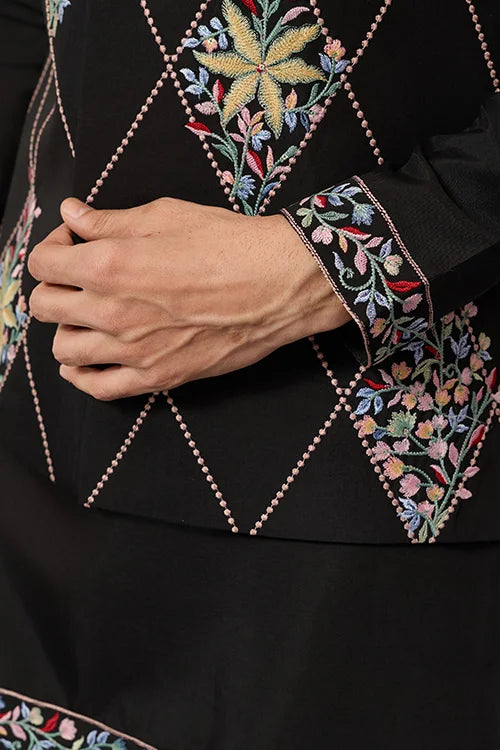 Premium Wedding Black Koti Kurta Pajama for Mens Wear