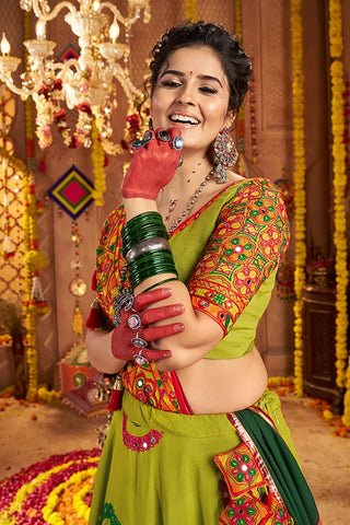 Vibrant Green Best Chaniya Choli for Navratri Garba