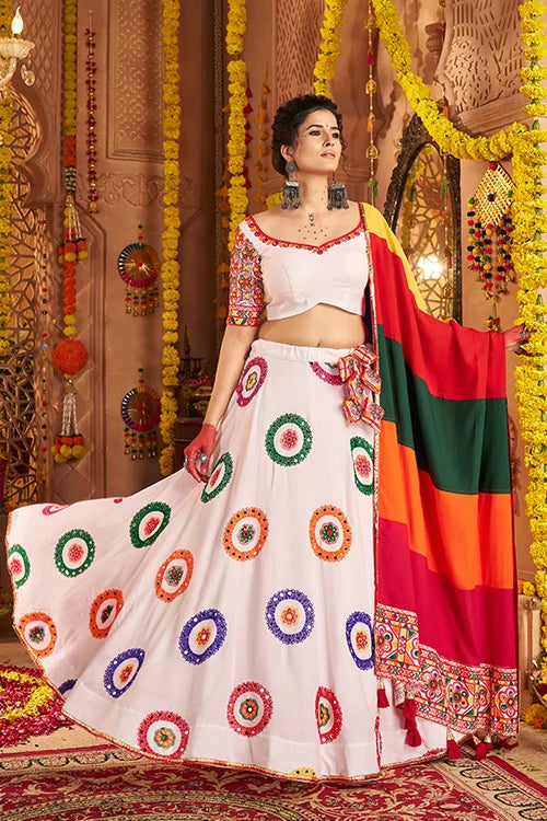 White Ready to Wear Chaniya Choli for Navratri