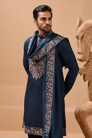 Elegant Teal Blue Kurta with Dupatta for Mens Wear
