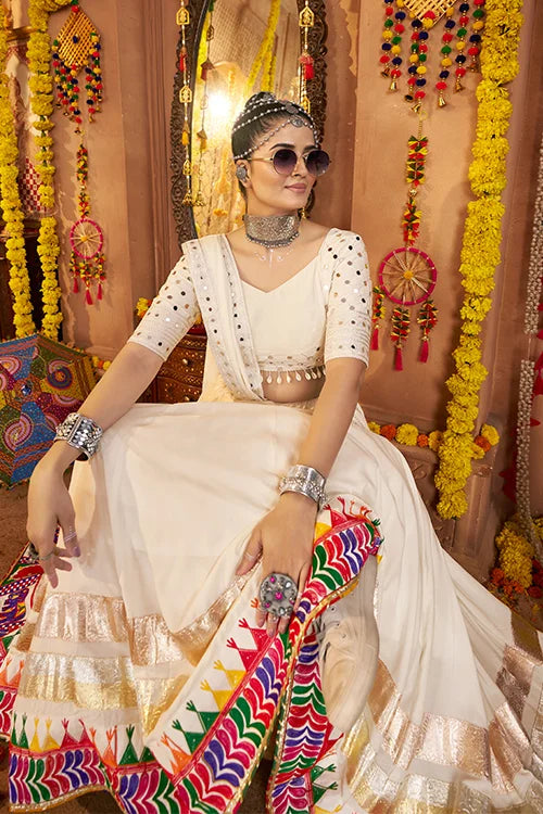 Buy Traditional White Chaniya Choli with Dupatta for Navratri