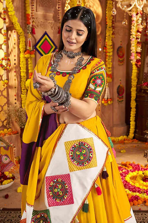 Mustard Yellow Ready to Wear Chaniya Choli for Navratri