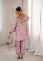 Trendy Ethnic Kurti Pant Set with Real Mirror c & Batwa
