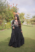 Designer Faux Georgette Bandhani Print Kutchi Patchwork Navratri Gown
