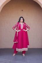 Designer Faux Blooming Anarkali Gown with Pant and Dupatta
