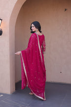 Designer Faux Blooming Anarkali Gown with Pant and Dupatta
