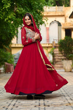 Faux Blooming with Sequins & Multi Thread Embroidered work Gown with Dupatta Set