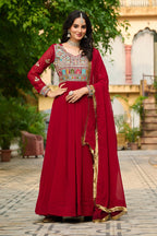 Faux Blooming with Sequins & Multi Thread Embroidered work Gown with Dupatta Set