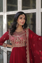 Fancy Faux Blooming with Embroidery Zari Sequins Work Gown
