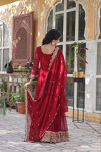 Fancy Faux Blooming with Embroidery Zari Sequins Work Gown
