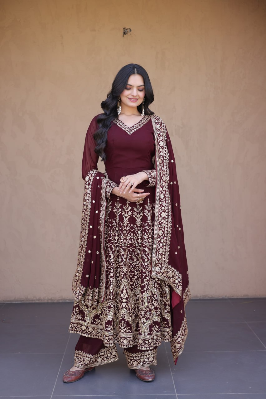 Festive Faux Blooming Sequin Gown Set | Tulip Designer
