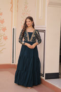 Designer Faux Blooming With Sequins & Zari Embroidered Work Gown