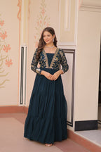 Designer Faux Blooming With Sequins & Zari Embroidered Work Gown